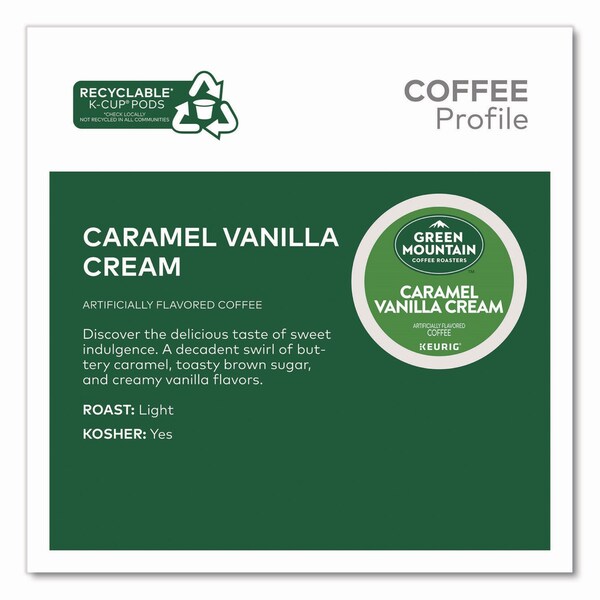 Green Mountain Coffee Caramel Vanilla Cream Coffee K-Cups, 0.33 oz, 48PK - 5000356568