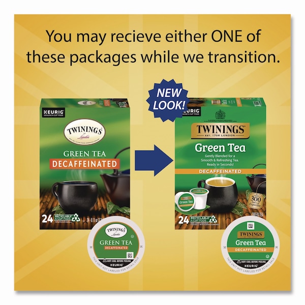 Twinings Tea K-Cups, Decaf Green Tea, 0.11 oz, 24PK - TNA90557
