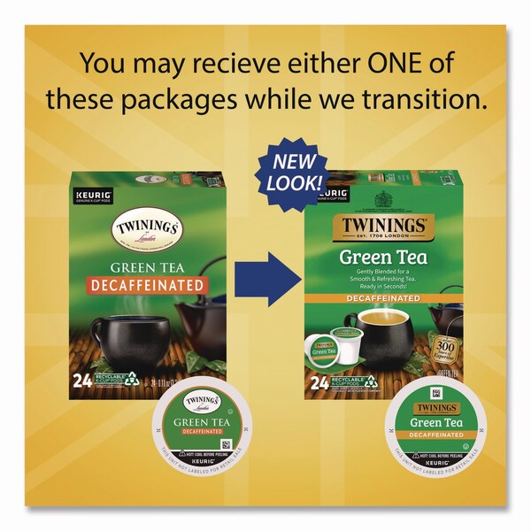 Twinings Tea K-Cups, Decaf Green Tea, 0.11 oz, 24PK - TNA90557