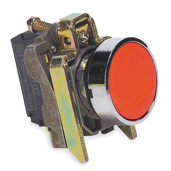 Botón pulsador no iluminado de Schneider Electric, 22 mm, 1NA/1NC, Rojo - XB4BA45
