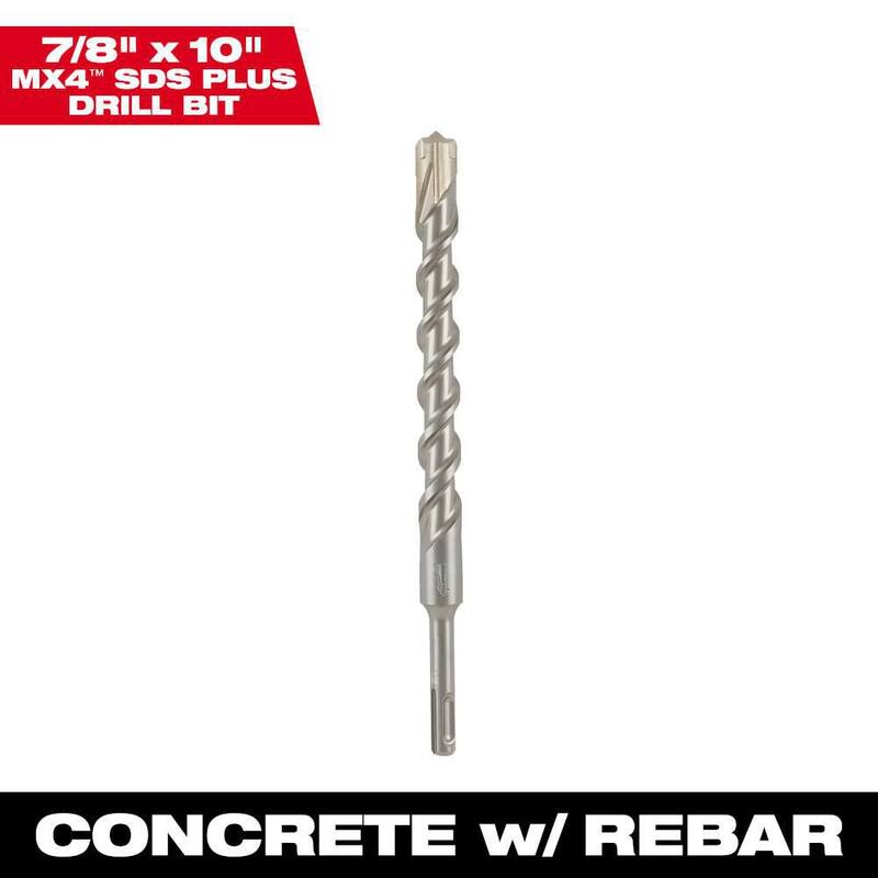 Broca de carburo SDS-PLUS de 4 puntas de Milwaukee de 7/8 pulg. x 10 pulg. - 48-20-8328
