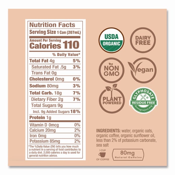 Rise Brewing Co. Nitro Cold Brew Latte, Oat Milk, 7 oz Can, 12PK - RSB00045