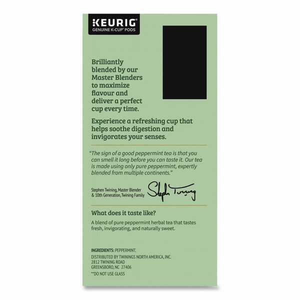 Twinings Tea K-Cups, Pure Peppermint, 0.11 oz, 24PK - TNA85813