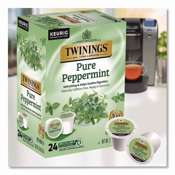 Twinings Tea K-Cups, Pure Peppermint, 0.11 oz, 24PK - TNA85813