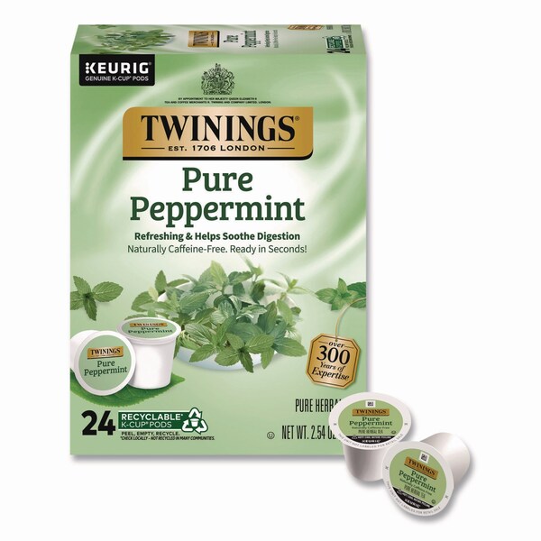 Twinings Tea K-Cups, Pure Peppermint, 0.11 oz, 24PK - TNA85813