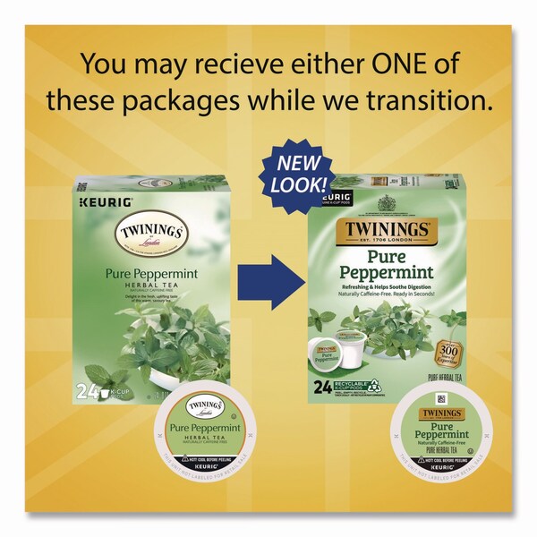 Twinings Tea K-Cups, Pure Peppermint, 0.11 oz, 24PK - TNA85813
