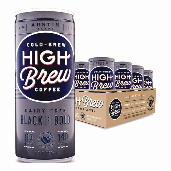High Brew Coffee Cold Brew Coffee + Protein, Black and Bold, 8 oz Can, 12PK - HBC00504