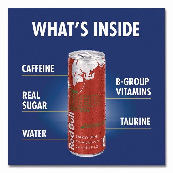 Red Bull The Red Edition Energy Drink, Watermelon, 8.4 oz Can, 24PK - RBD45448