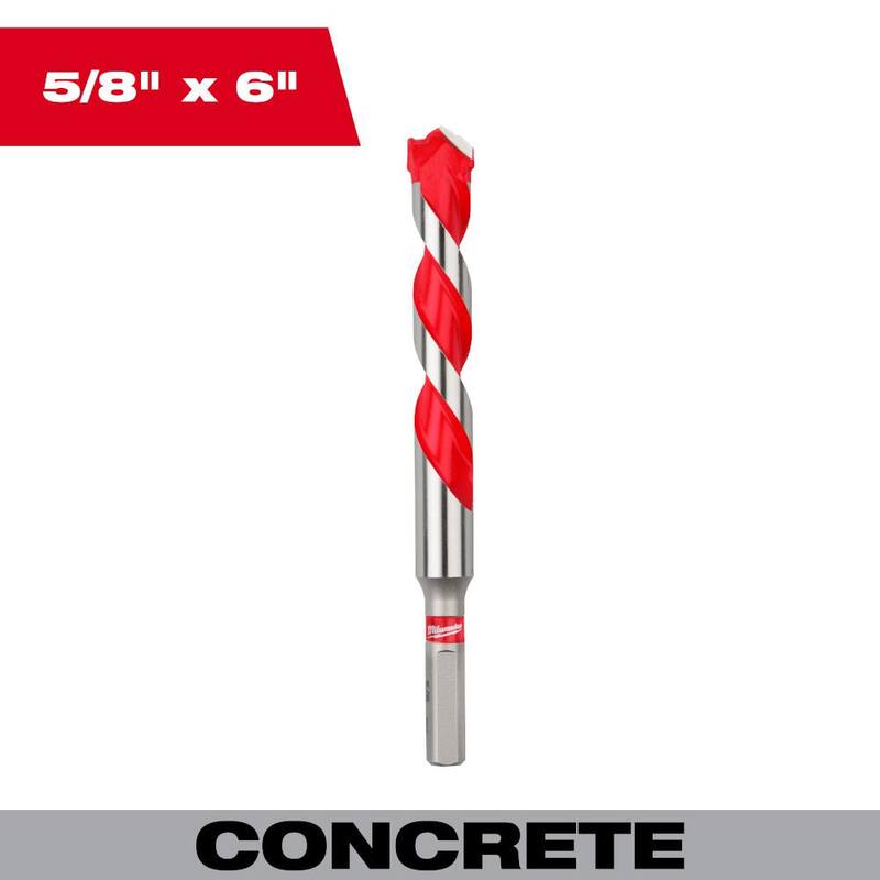 Broca de martillo de carburo de Milwaukee de 5/8 pulg. x 4 pulg. x 6 pulg. - 48-20-9040
