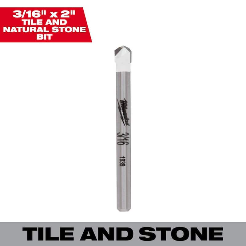Broca de carburo de tungsteno de 3/16 pulg. Milwaukee para perforar piedra natural, granito, pizarra, cerámica y azulejos de vidrio - 48-20-8991
