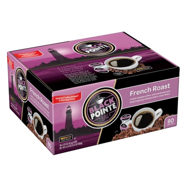 Black Pointe Bay Coffee, French Roast, Dark Roast, 80 Count Single Serve Coffee Pods - FG018102