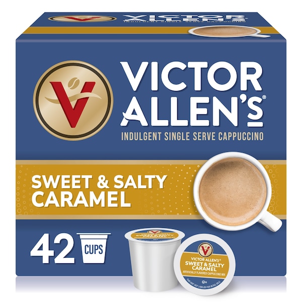 Victor Allen Victor Allen's Coffee Sweet and Salty Caramel Flavored Cappuccino Mix, 42 Count, Single Serve K-Cup Pods for Keurig K-Cup Brewers Brewers - FG015920RV