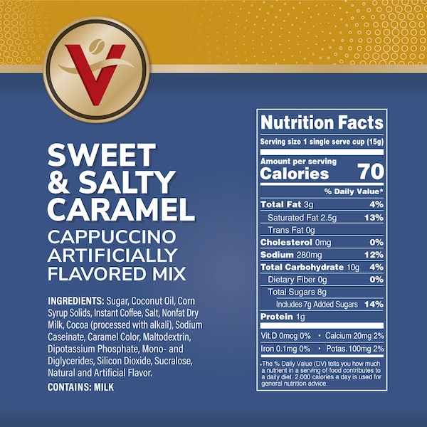 Victor Allen Victor Allen's Coffee Sweet and Salty Caramel Flavored Cappuccino Mix, 42 Count, Single Serve K-Cup Pods for Keurig K-Cup Brewers Brewers - FG015920RV