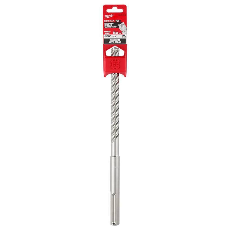 Broca de carburo de 4 cortes SDS-MAX de 5/8 pulgadas x 13 pulgadas de Milwaukee - 48-20-8416