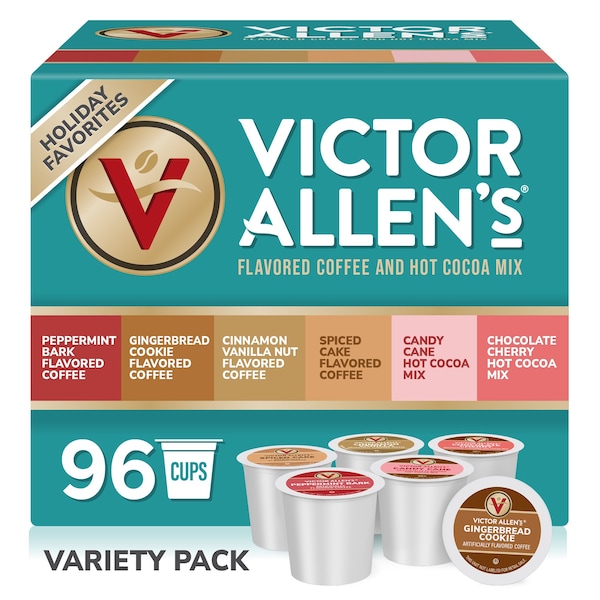 Victor Allen Victor Allen's Coffee Holiday Favorites Coffee & Hot Cocoa Variety Pack, 96 Count, Single Serve Cups & Coffee Pods for Keurig K-Cup Brewers - FG017081RV