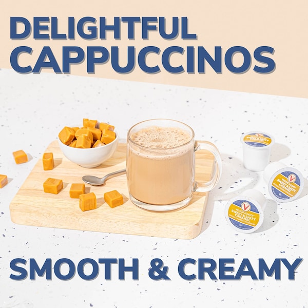 Victor Allen Victor Allen's Coffee White Chocolate Caramel Flavored Cappuccino Mix, 72 Count (Pack of 6), Single Serve Coffee Pods for Keurig K-Cup Brewers - FG016400