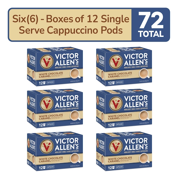 Victor Allen Victor Allen's Coffee White Chocolate Caramel Flavored Cappuccino Mix, 72 Count (Pack of 6), Single Serve Coffee Pods for Keurig K-Cup Brewers - FG016400