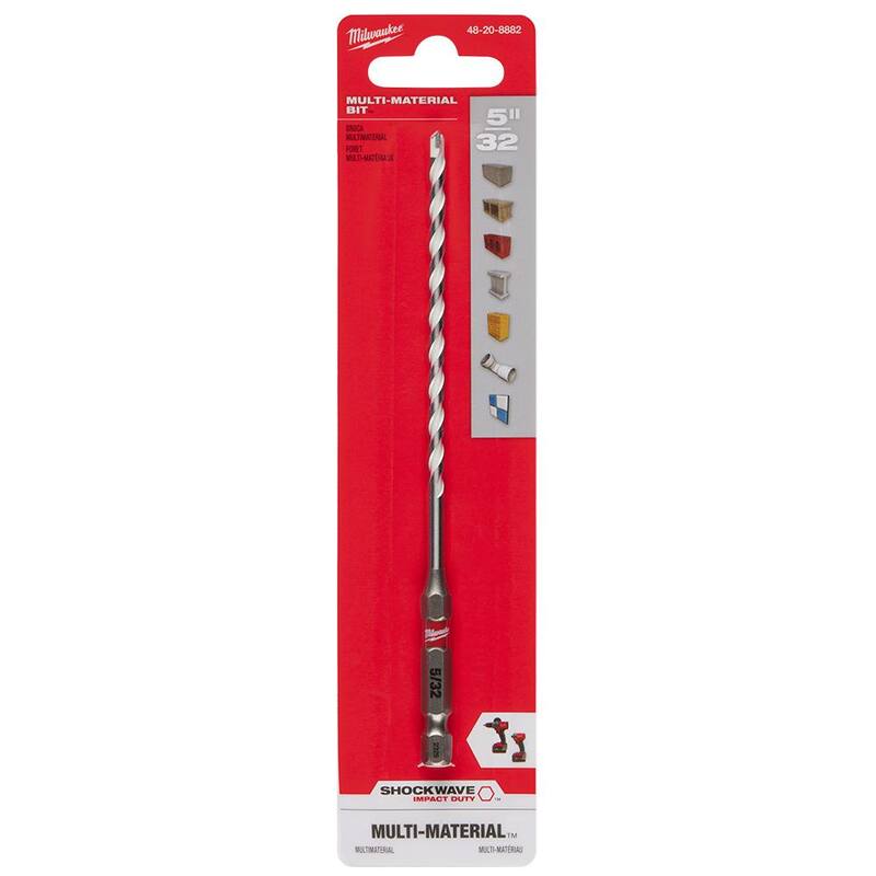 Broca de carburo SHOCKWAVE para múltiples materiales de 5/32 pulg. x 4 pulg. x 6 pulg. Milwaukee - 48-20-8882.