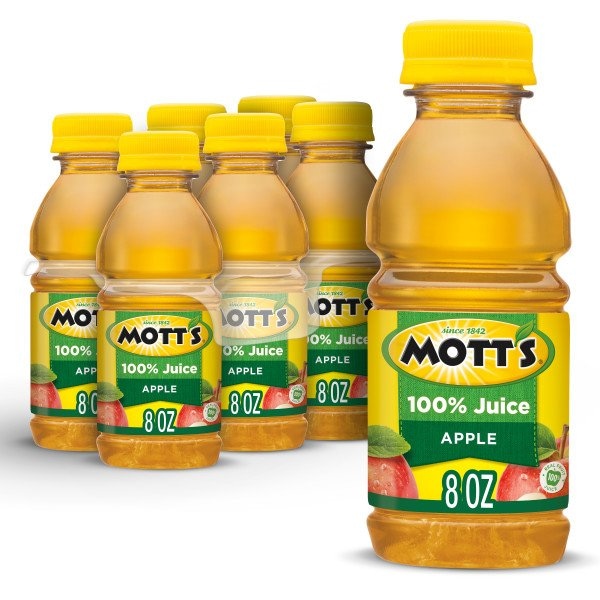 Motts Mott's 100% Apple Juice 8 oz. Per Plastic Bottle, PK24 - 10032031