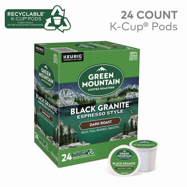 Green Mountain Coffee Black Granite Espresso Style K-Cups, PK24 - 5000366650