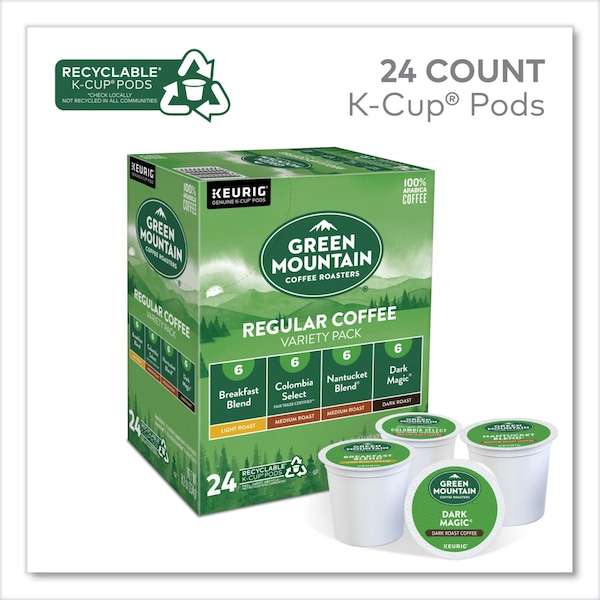 Green Mountain Coffee Regular Variety Pack Coffee K-Cups, Assorted Flavors, 24PK - 5000374159