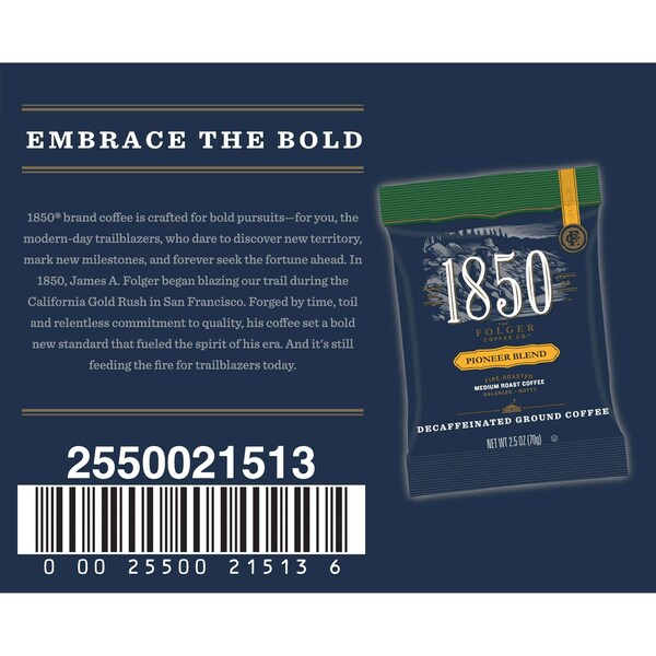 Folgers Folgers 1850 2.5 oz. Ground Decaffeinated Pioneer Blend, PK24 - 2550021513