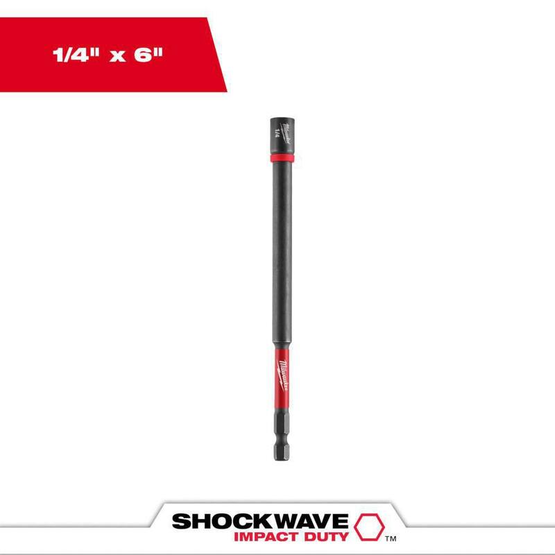 Milwaukee SHOCKWAVE Impact Duty 1/4 pulg. x 6 pulg. Controlador de tuerca magnética de acero aleado (paquete de 1) - 49-66-4582