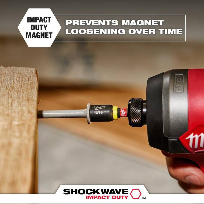 Milwaukee SHOCKWAVE Impact Duty 1/4 pulg. x 6 pulg. Controlador de tuerca magnética de acero aleado (paquete de 1) - 49-66-4582