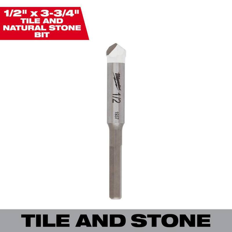 Broca de carburo de 1/2 pulgadas de Milwaukee para perforar piedra natural, granito, pizarra, cerámica y azulejos de vidrio - 48-20-8995