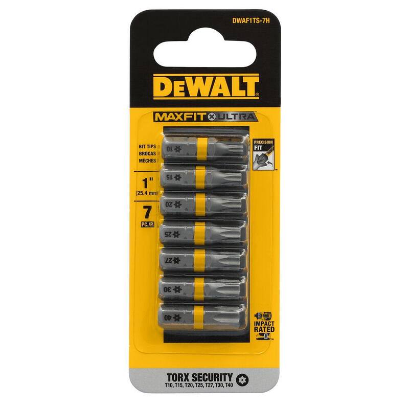 DEWALT MAXFIT ULTRA 1 in. Torx Security Steel Screwdriving Bits (Paquete de 7) - DWAF1TS-7H
