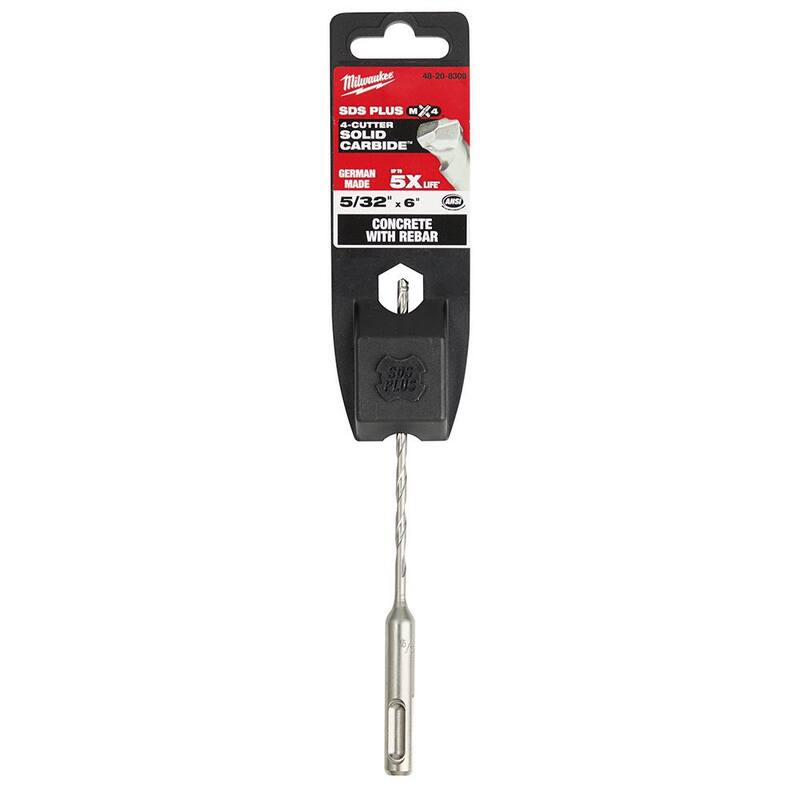 Broca de carburo SDS-PLUS de 4 cortes de 5/32 pulg. x 4 pulg. x 6 pulg. de Milwaukee - 48-20-8308