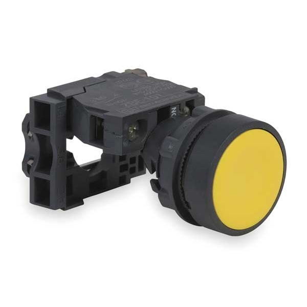 Botón pulsador no iluminado Schneider Electric, 22 mm, 1NA, Amarillo - XB5AA51