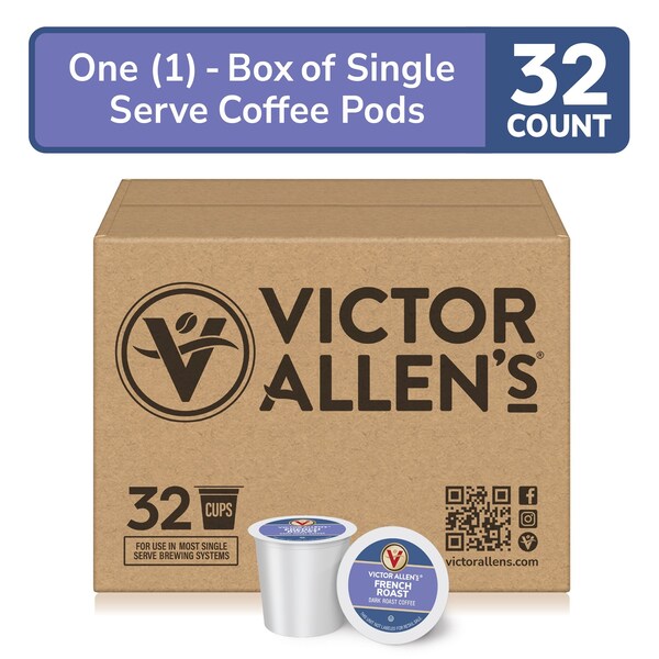 Victor Allen French Roast, Dark Roast, Single Serve Coffee Pods for K-Cup Brewers, 32PK - FG018406