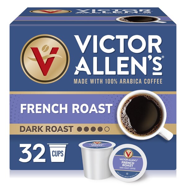 Victor Allen French Roast, Dark Roast, Single Serve Coffee Pods for K-Cup Brewers, 32PK - FG018406