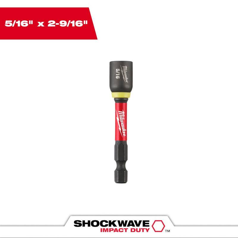 Broca magnética para tuercas de acero aleado de 5/16 pulgadas x 2-9/16 pulgadas de Milwaukee SHOCKWAVE Impact Duty (paquete de 1) - 49-66-4533
