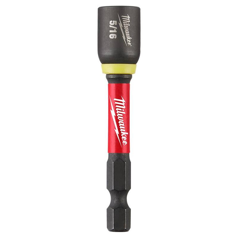 Broca magnética para tuercas de acero aleado de 5/16 pulgadas x 2-9/16 pulgadas de Milwaukee SHOCKWAVE Impact Duty (paquete de 1) - 49-66-4533