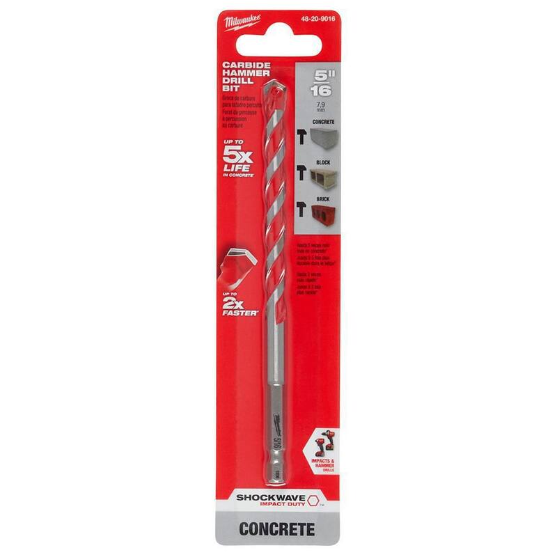 Broca de martillo de carburo SHOCKWAVE de Milwaukee 5/16 in. x 4 in. x 6 in. - 48-20-9016