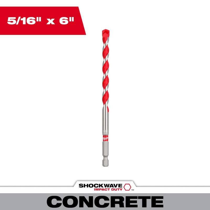 Broca de martillo de carburo SHOCKWAVE de Milwaukee 5/16 in. x 4 in. x 6 in. - 48-20-9016