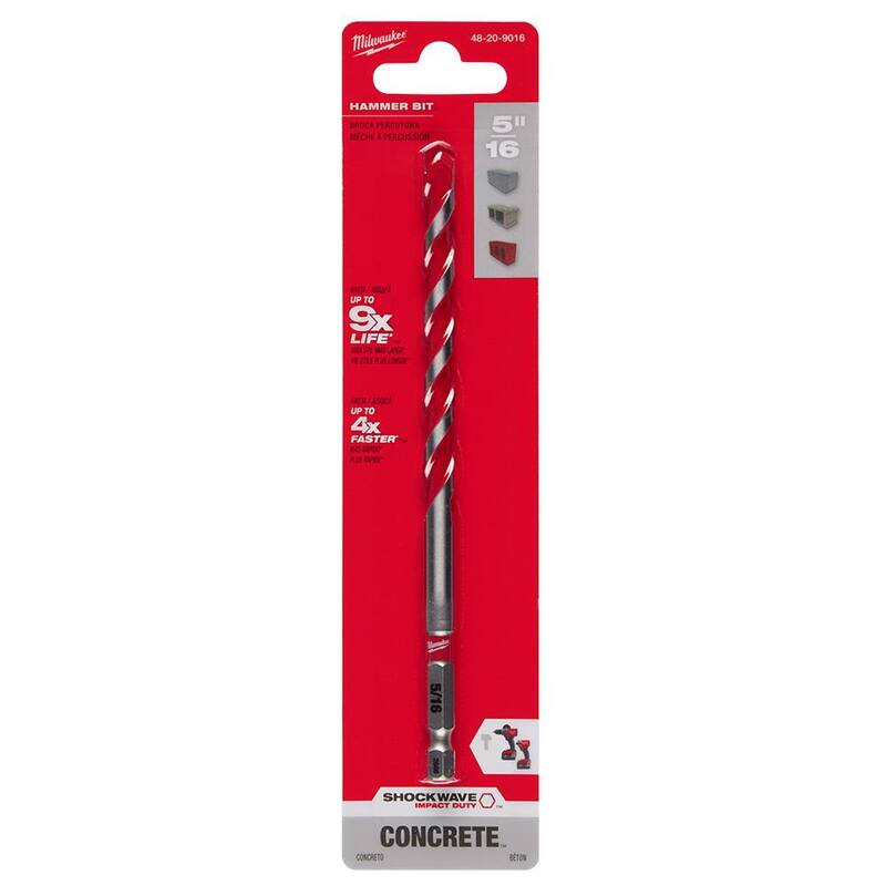 Broca de martillo de carburo SHOCKWAVE de Milwaukee 5/16 in. x 4 in. x 6 in. - 48-20-9016