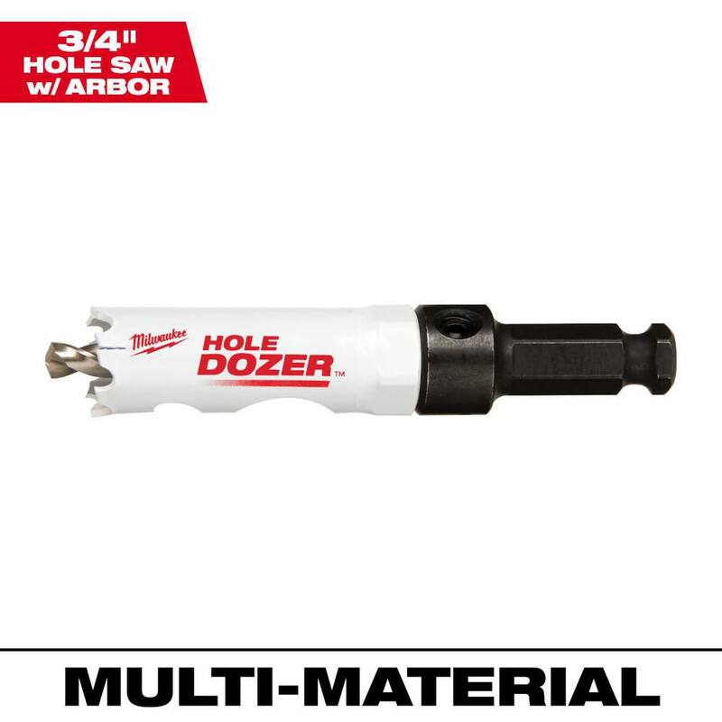 Sierra de perforación bimetálica Milwaukee 3/4 pulgadas HOLE DOZER con mandril de 3/8 pulgadas y broca piloto - 49-56-9658