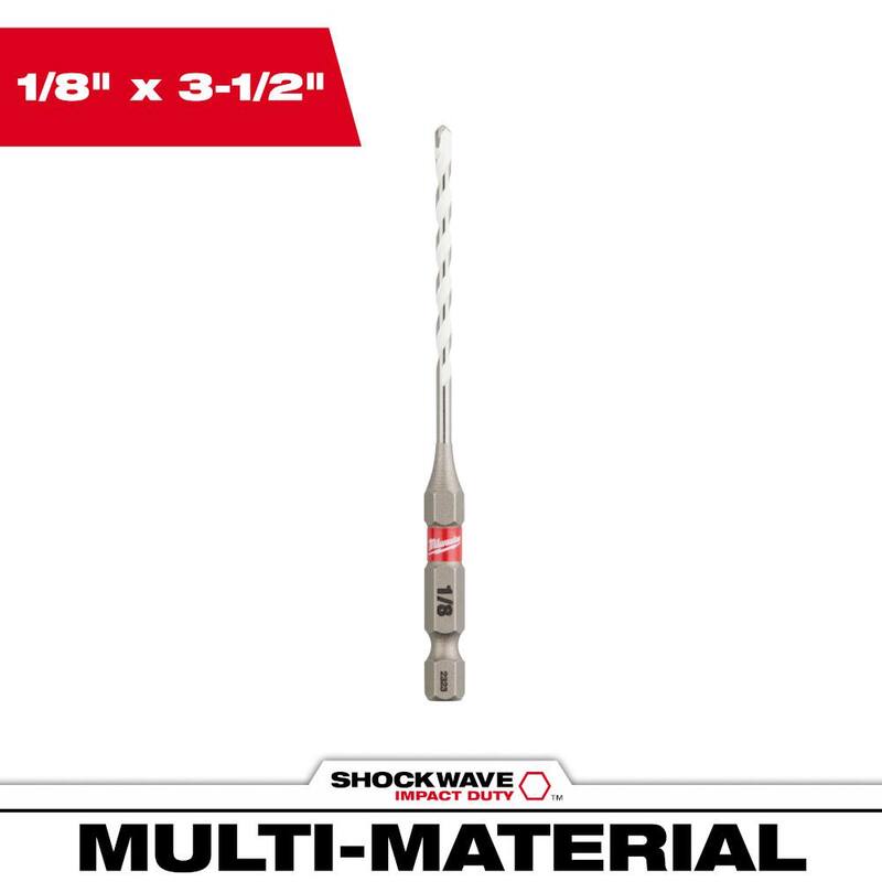 Broca de carburo SHOCKWAVE para materiales múltiples de Milwaukee 1/8 in. x 2 in. x 3-1/2 in. - 48-20-8880