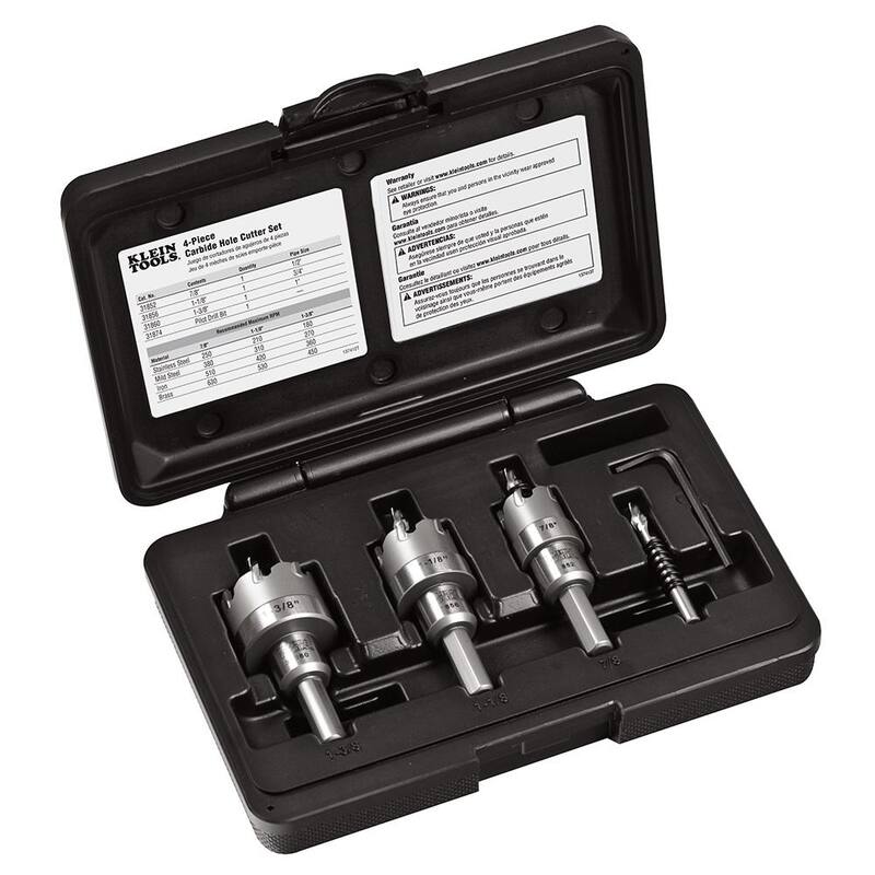 Juego de cortadores de orificios de carburo de 4 piezas de Klein Tools - 31872