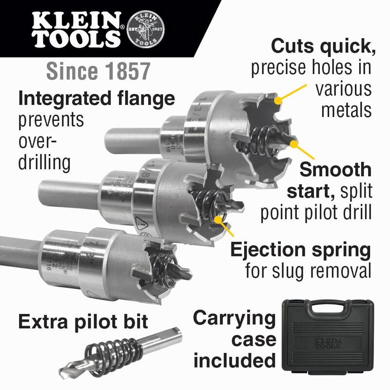 Juego de cortadores de orificios de carburo de 4 piezas de Klein Tools - 31872