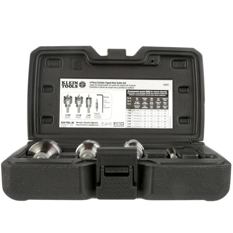 Juego de cortadores de orificios de carburo de 4 piezas de Klein Tools - 31872