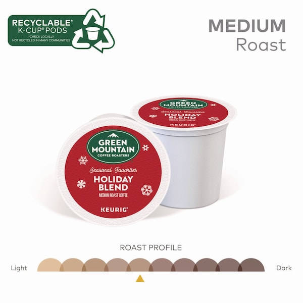 Green Mountain Coffee Holiday Blend K-Cups, Medium Roast, PK24, 24PK - 6204