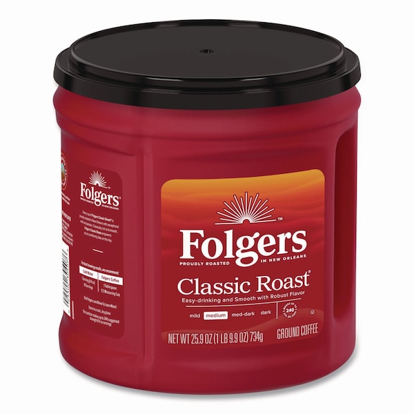 Folgers Coffee, Caffeinated, Classic Roast, 2.25 lb Canister, Medium, Ground - 2.550020421E9