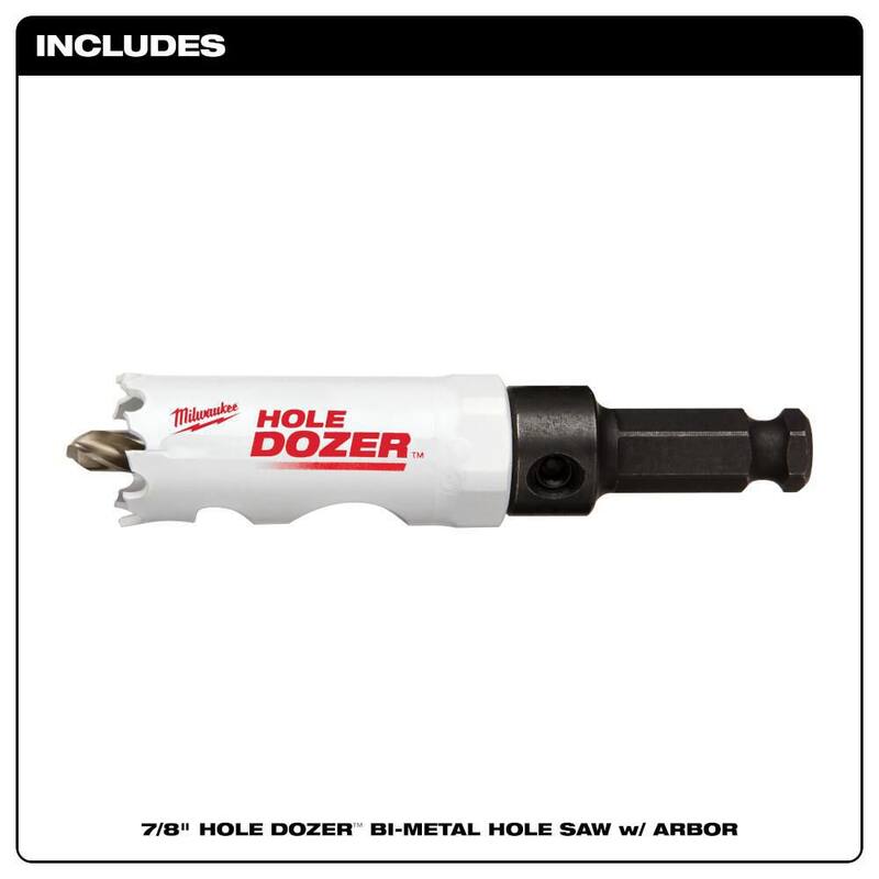 Broca perforadora bimetálica Milwaukee de 7/8 pulgadas con arbor de 3/8 pulgadas y broca piloto - 49-56-9659.