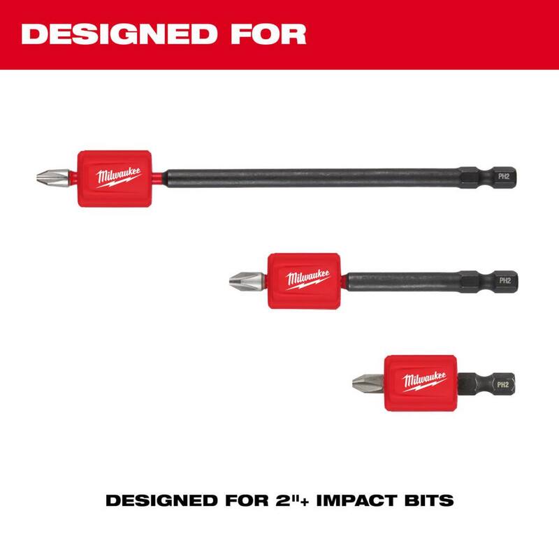 Juego de puntas PH2 y accesorio magnético de acero de aleación de Impacto Milwaukee SHOCKWAVE (3 piezas) - 48-32-4550