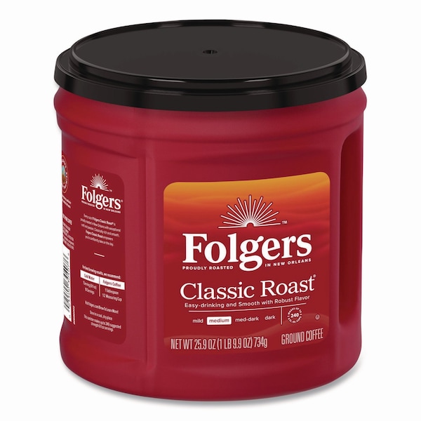 Folgers Coffee, Classic Roast, Ground, 30.5 oz Canister, PK6 - 2550020421CT