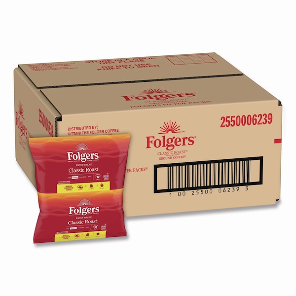 Folgers Coffee, Classic Roast, Filter Pack, Caffeinated, Ground, 3.42 lb, 40 PK - 2550006239
